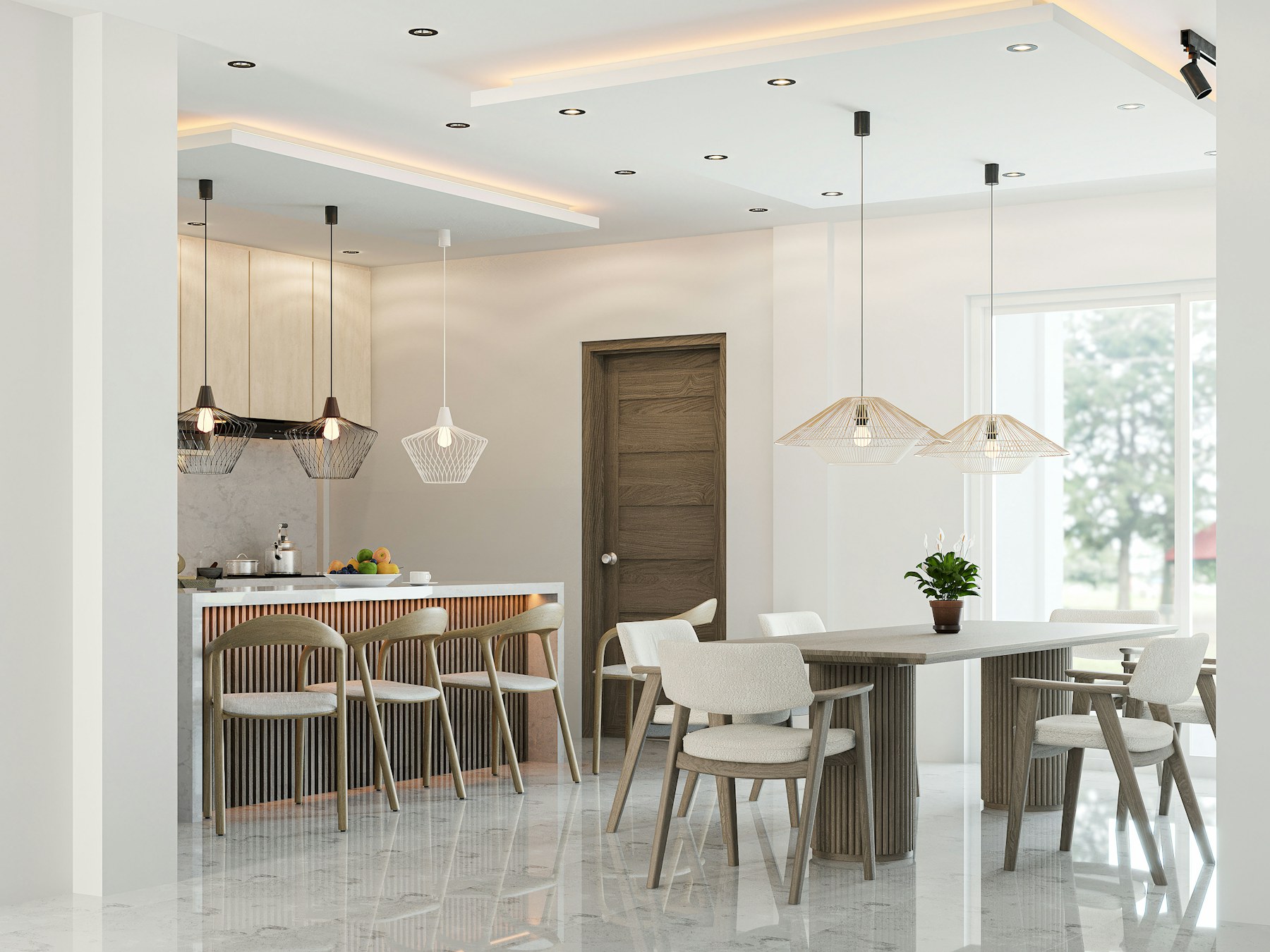 Warm modern kitchen interior