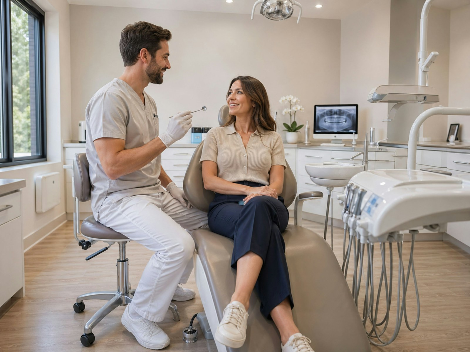 Illustrative dental consultation, not actual staff or patients