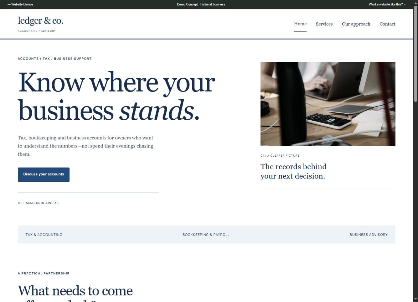 ledger & co. desktop website demo
