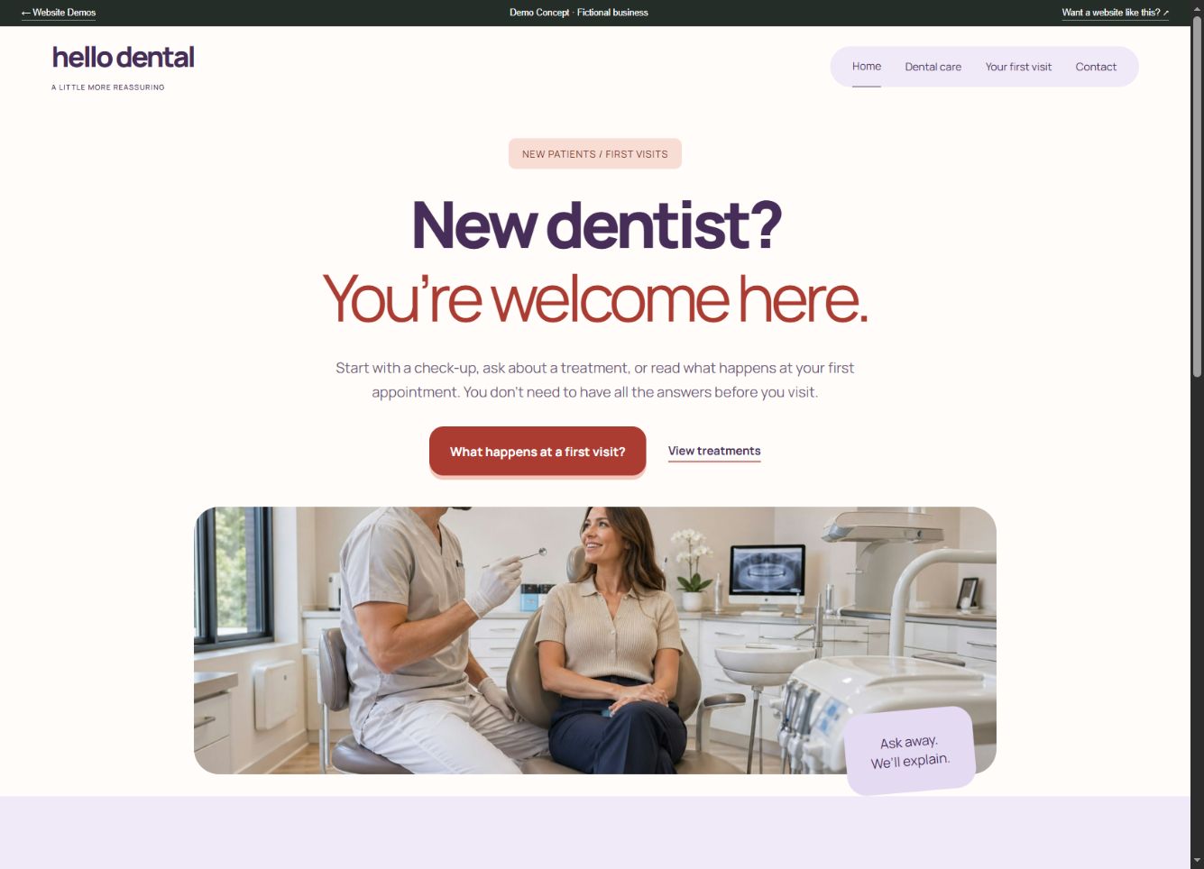 hello dental desktop website demo