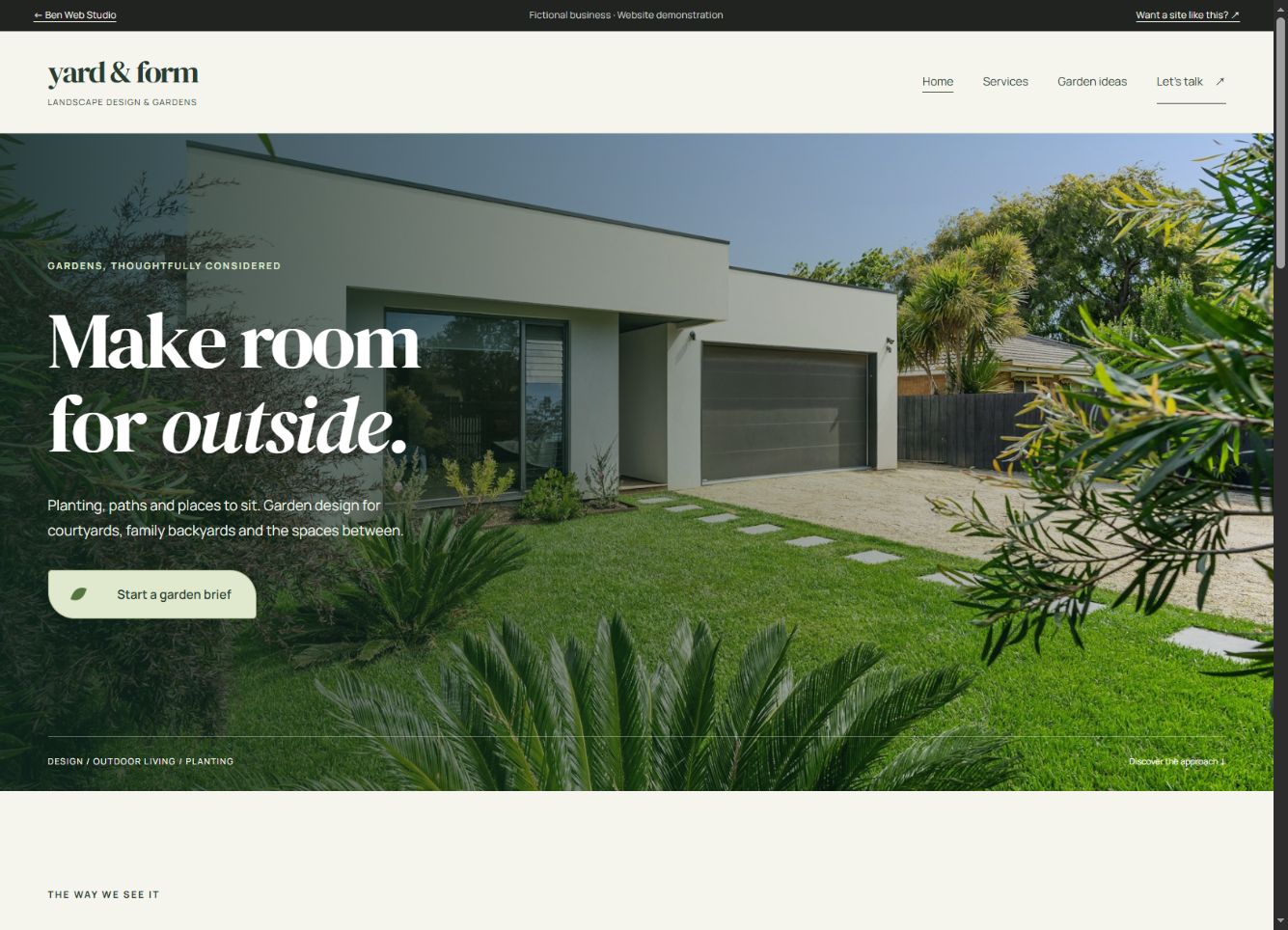 yard & form desktop website demo