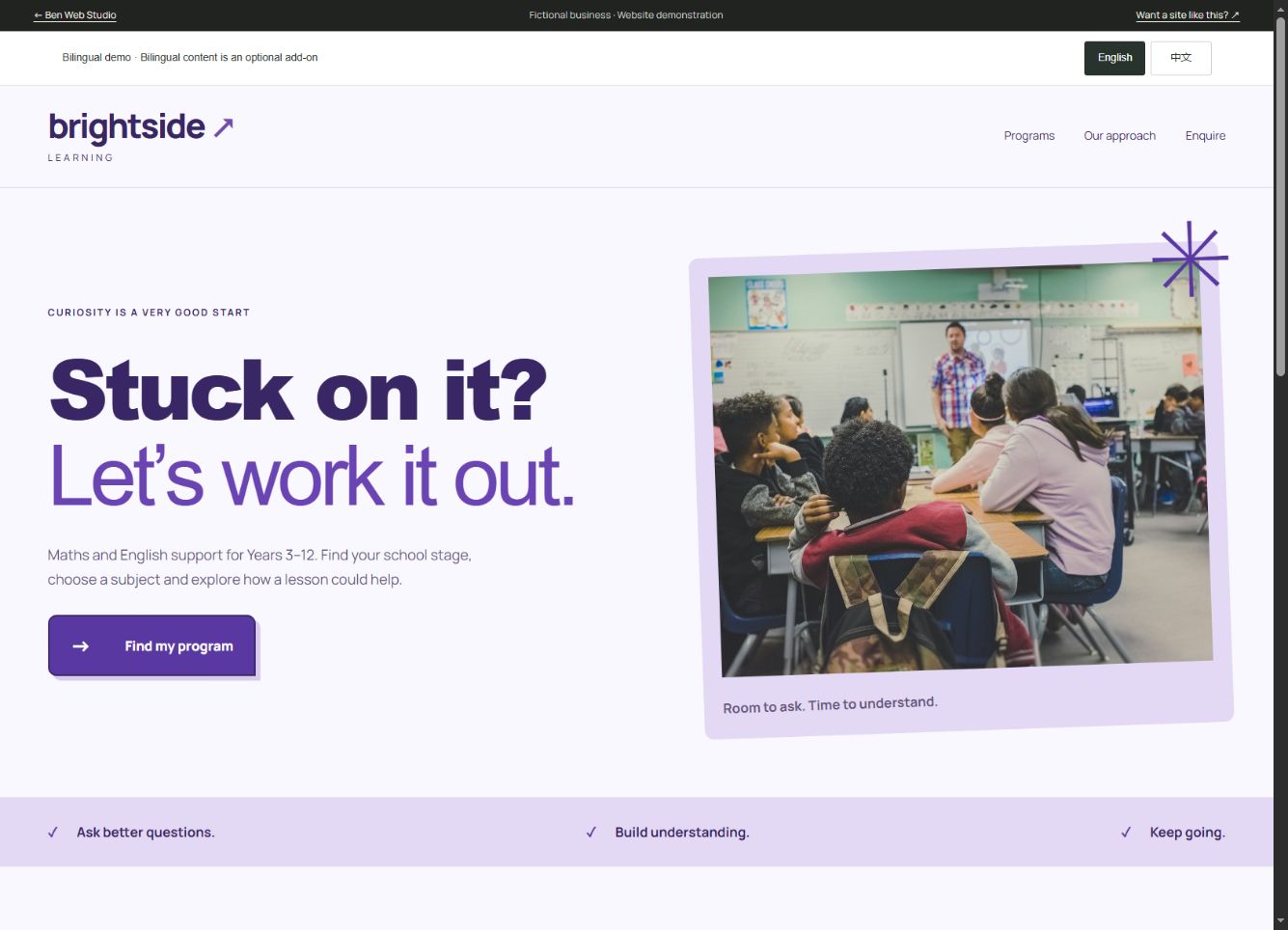 brightside desktop website demo