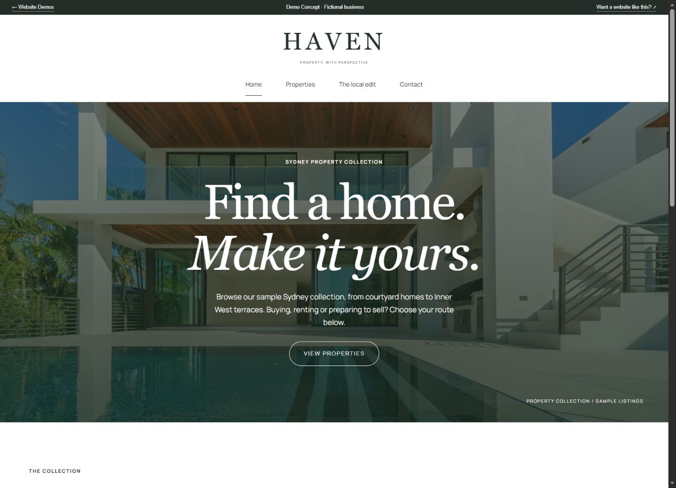 HAVEN desktop website demo